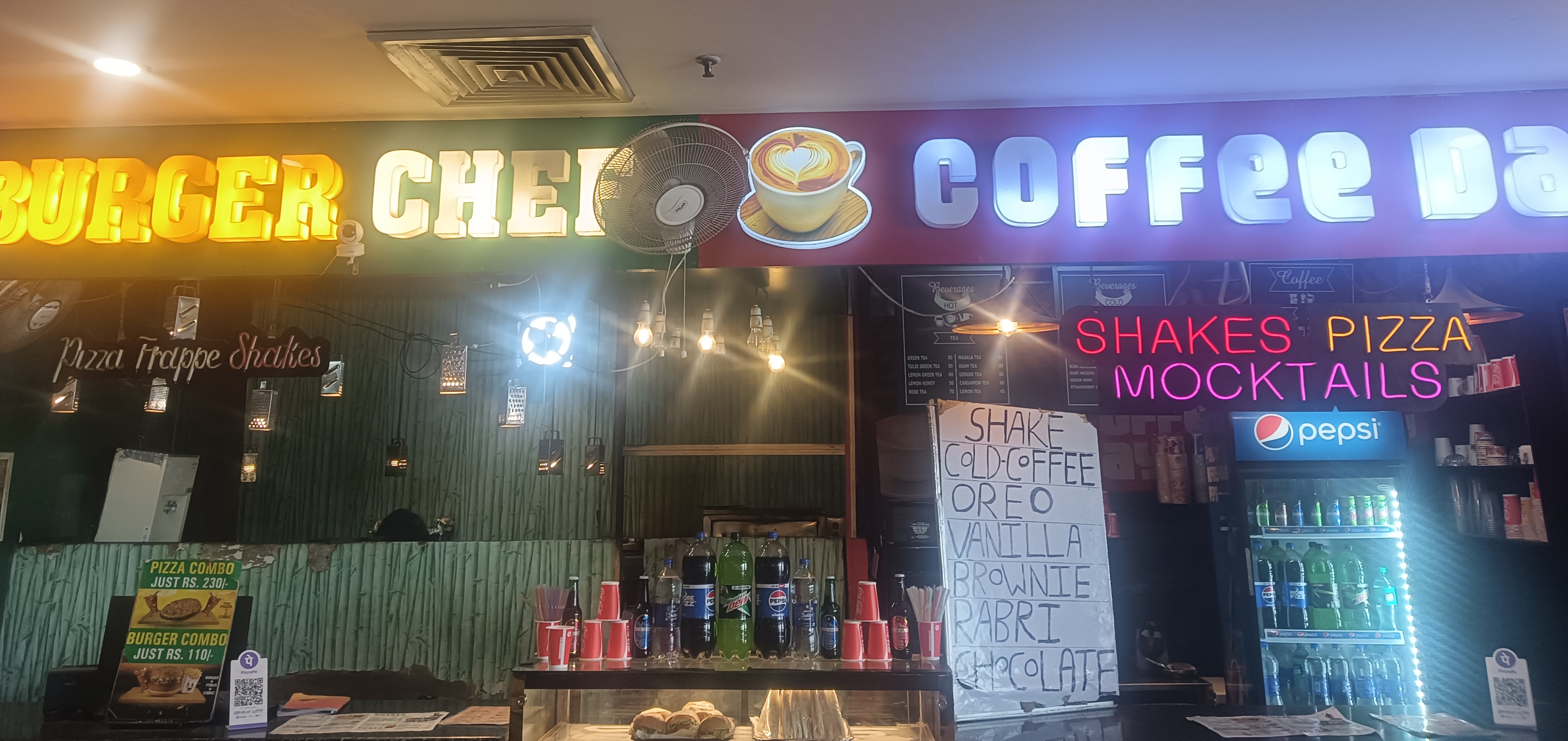 Burger cheff and coffee day,madras cafe